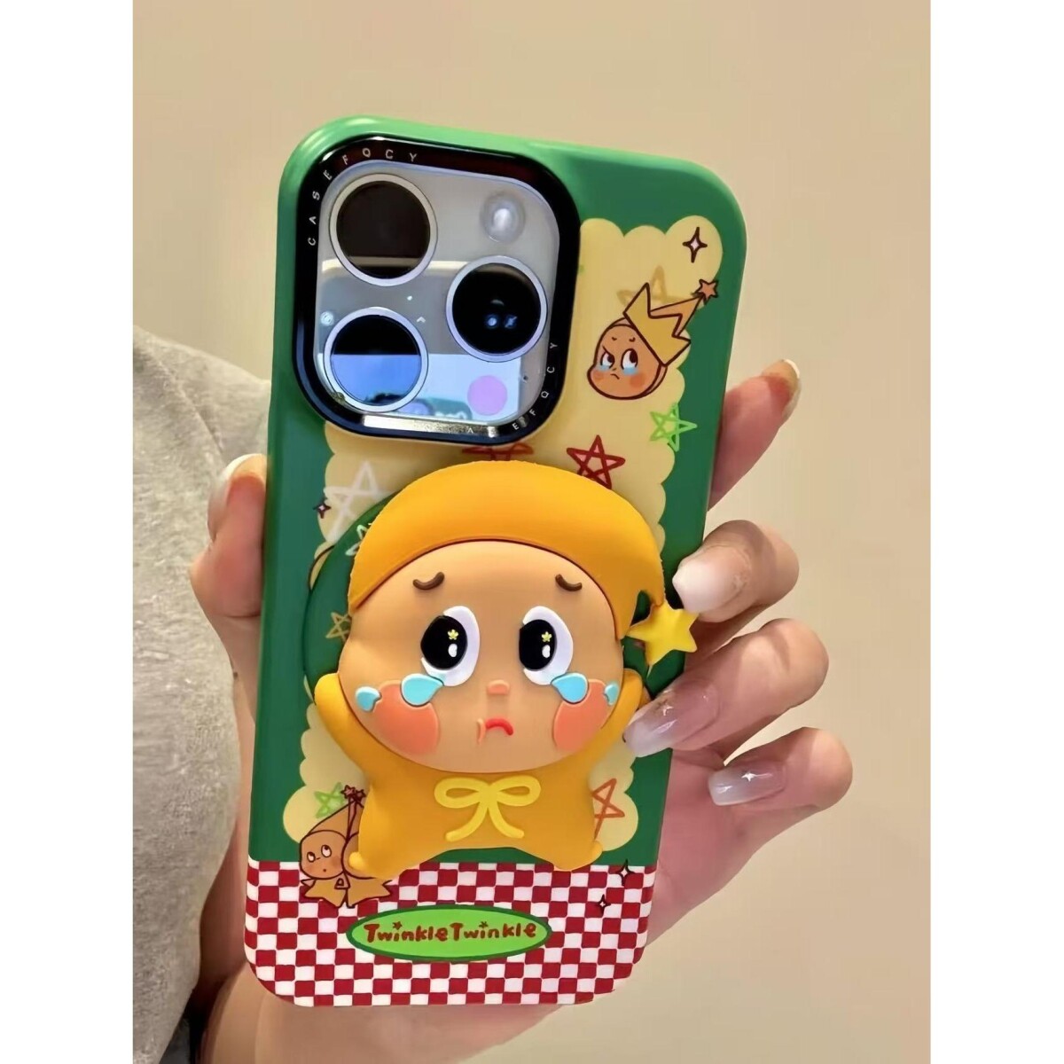 趣味绿围边磁吸彩色线条星星人适用苹果17Pro手机壳iphone16promax无线充15磁吸支架14por可爱iphone13pro女