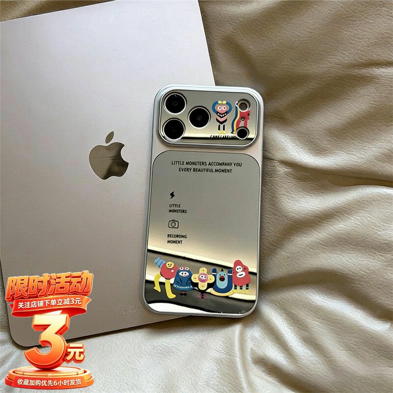 秒变17镜面大视窗适用苹果17promax手机壳iphone16pro新款air可爱小怪兽ip15高级感14plus防摔13女新款保护套