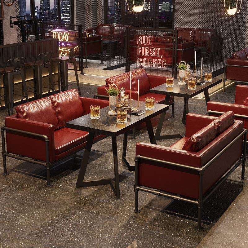 卡座沙发奶茶店咖啡厅烧烤店餐厅餐桌家用工业风复古酒吧桌椅组合