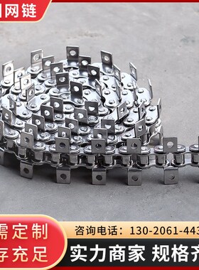 不锈钢工业传动C216AL/C212CA大节距单双侧弯刮板机链条带耳空心