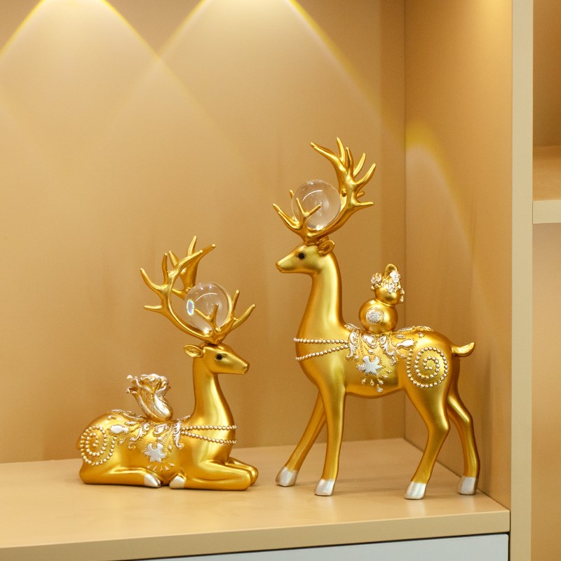 招财葫芦福鹿摆件轻奢酒柜家居饰品客F厅桌面玄关装饰乔迁新居礼
