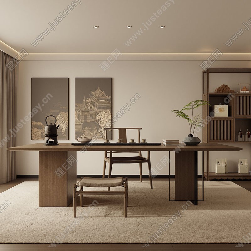 新中式禅意茶室茶桌椅组合简约办公室实木茶台茶几功夫Y泡茶桌定