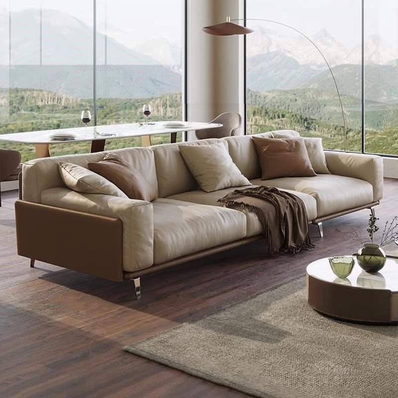 办公真皮a沙发组合意式三人位商务会客接待休息区老板办公室沙发