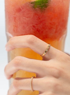 【小器饰品】蜂巢镶嵌小锆石女士戒指立体感M间隔精致优雅灵魂百