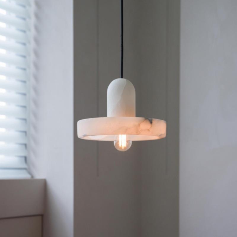 现代轻奢简约创意云石餐厅卧室床头吧台设计师奶油风吊线小吊灯灯