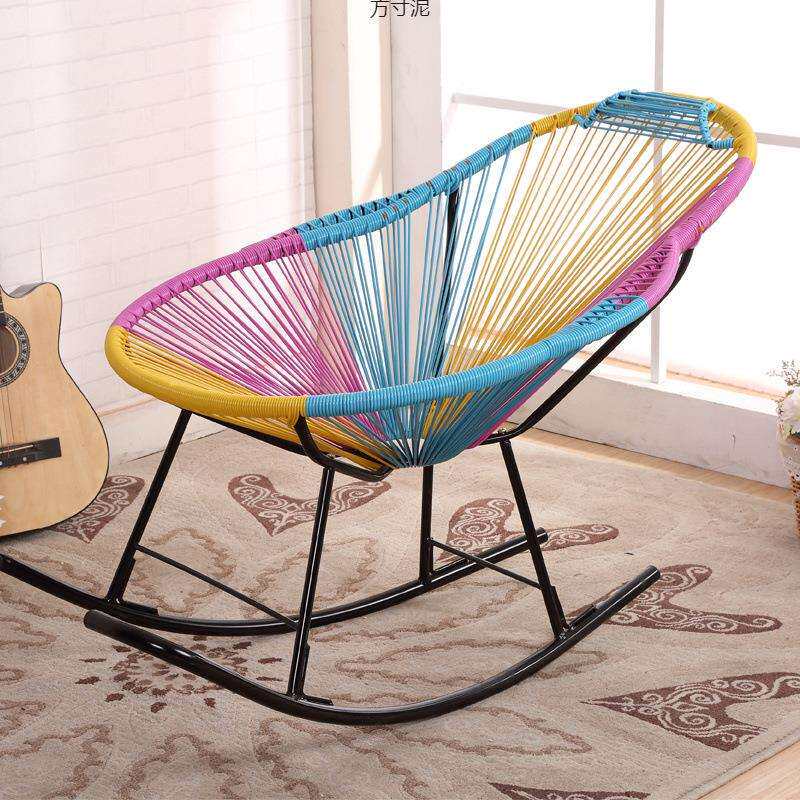 彩色摇椅懒人椅成人逍遥椅老人现代躺椅儿童午睡椅阳台休闲藤椅厂