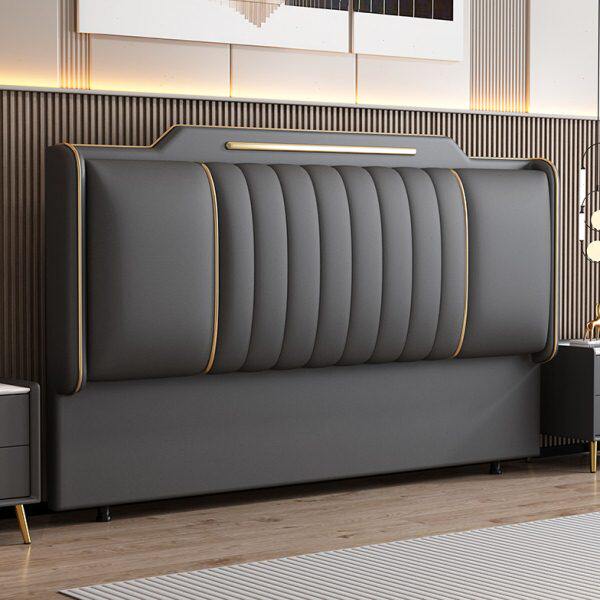 轻奢实木软包床头靠背板落地一体简约现代2025新款高级感床头单买