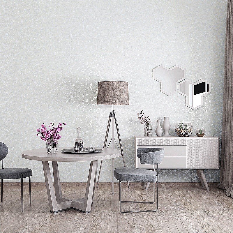 白色简约3D斑驳纯m色墙纸 卧室客厅酒店餐厅 轻奢纯白素色暗纹壁