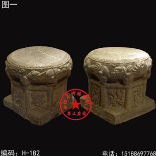 石雕柱顶石 汉白玉柱墩石头仿古石墩石雕柱础柱底座复古怀旧石鼓