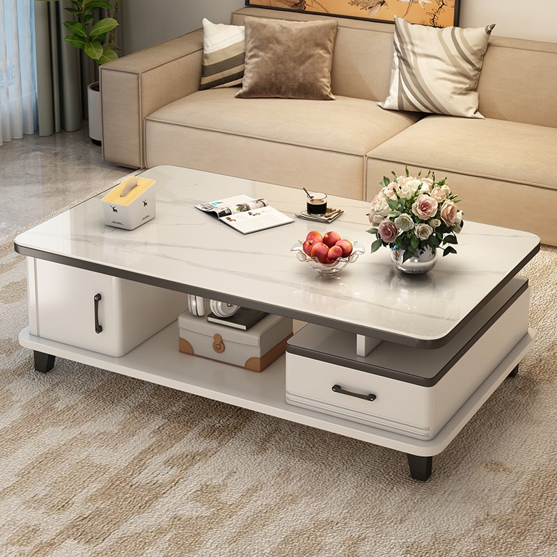 茶几客厅家用2025新款小户型现代简约电视柜组合方形岩.板茶几桌