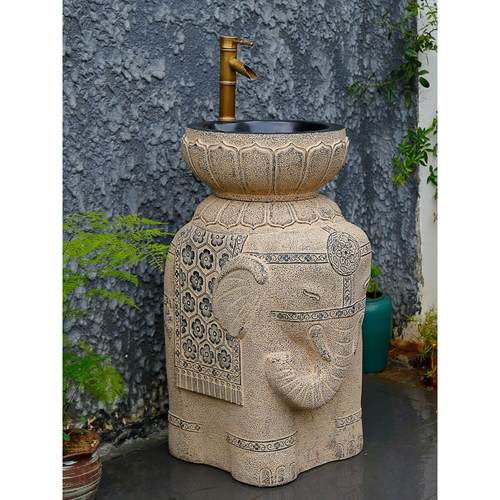 庭院立柱洗手盆别墅花园立式洗脸台盆户外阳台面盆室外浇花拖把池