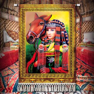 民族风人物风情挂画民宿客栈酒店客房挂布展厅布艺蒙古包装饰画