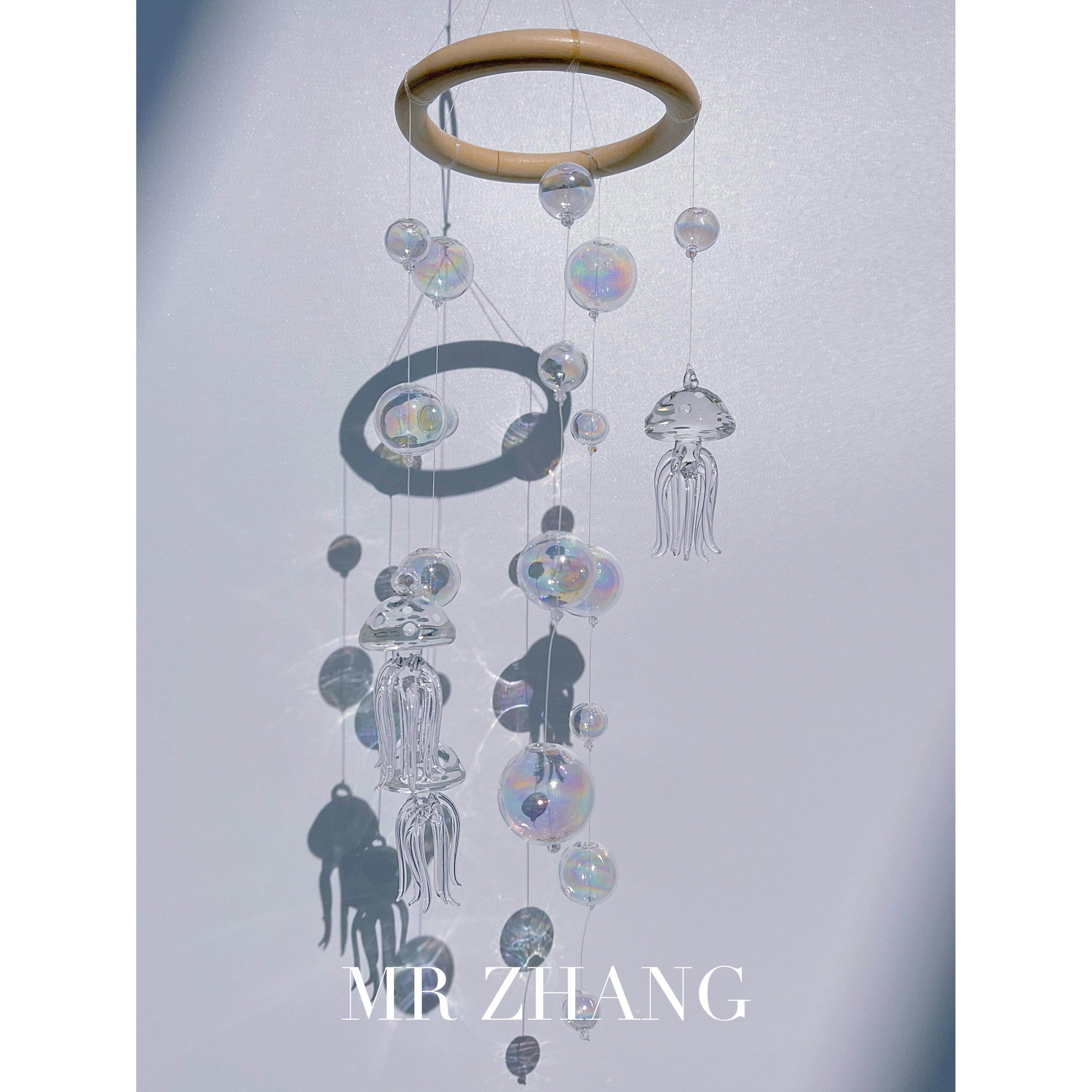 原创水母风铃海洋人鱼梦幻挂饰阳台卧室客厅居家装饰氛围感礼物