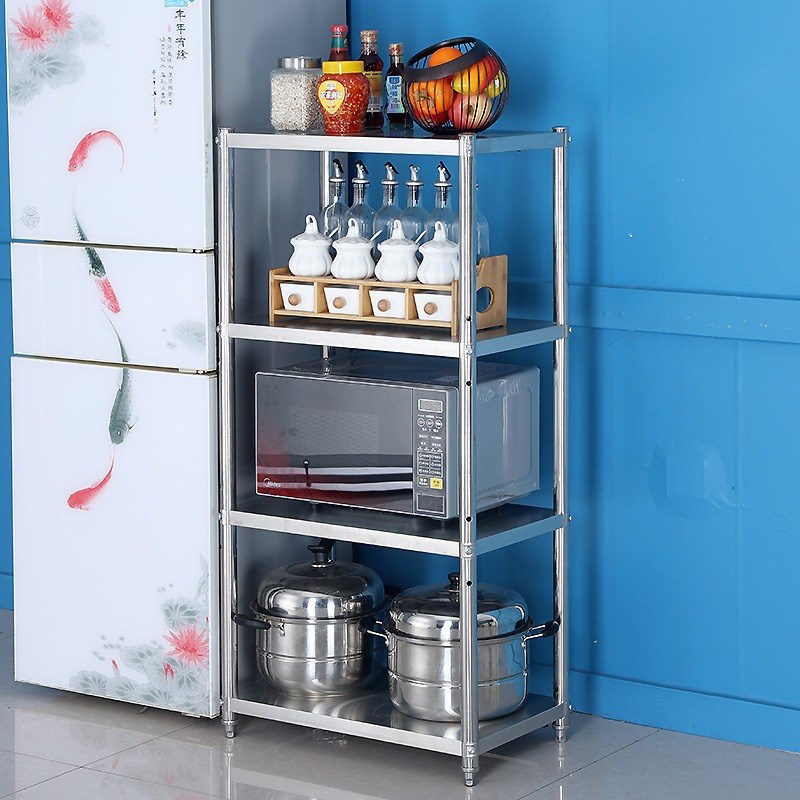 架收纳微波炉不锈钢置物架货架储物商用落地家用T厨房夹缝多层锅