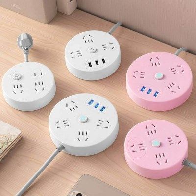 桌面办公排插小巧圆盘带线usb插排插座家用大功率多孔接线板插板,电子/电工,嵌入式桌面插座,淘宝优惠券,粉丝福利购,淘宝优惠卷