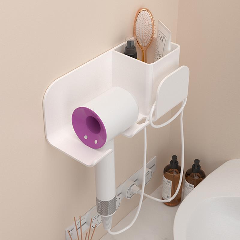 吹风机置物架壁挂式免打孔化妆室吹风机支架浴室吹风机绕线线收纳