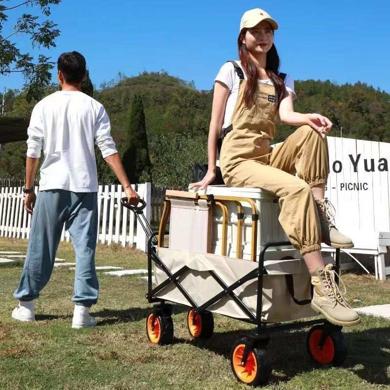 露营车摆摊地摊小推车拉货专用取快递可折叠手推车营地户外野餐车