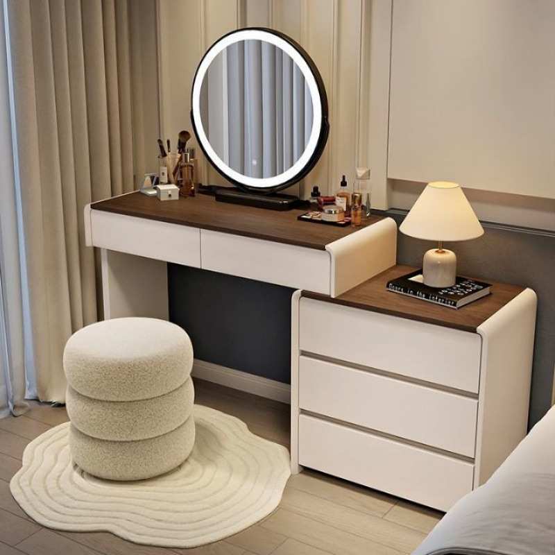 梳妆台卧室现代简约小户型小型北欧轻奢实木化妆桌子收纳柜一体