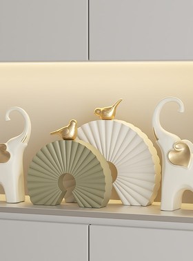 简约艺术大象摆件客厅柜子酒柜高级感家居饰品现代玄关隔断工艺品