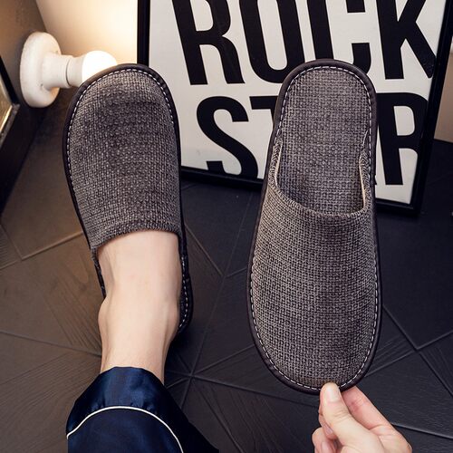 春秋季布拖鞋家用男女居家室内防滑木地板软底家居布艺四X季0918x