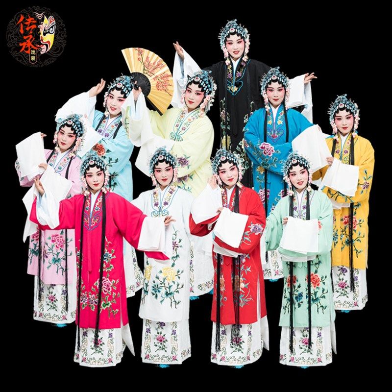 戏曲京剧高档女披 花旦小姐演出戏服 J越剧旦角仿手绣好绉女对披