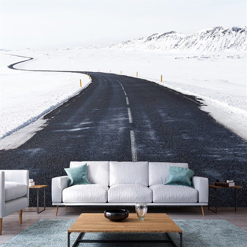 8d立体延伸空间简约雪景马路背景墙壁纸客厅沙发餐厅办公室墙纸画,家装主材,定制壁画,淘宝优惠券,粉丝福利购,淘宝优惠卷
