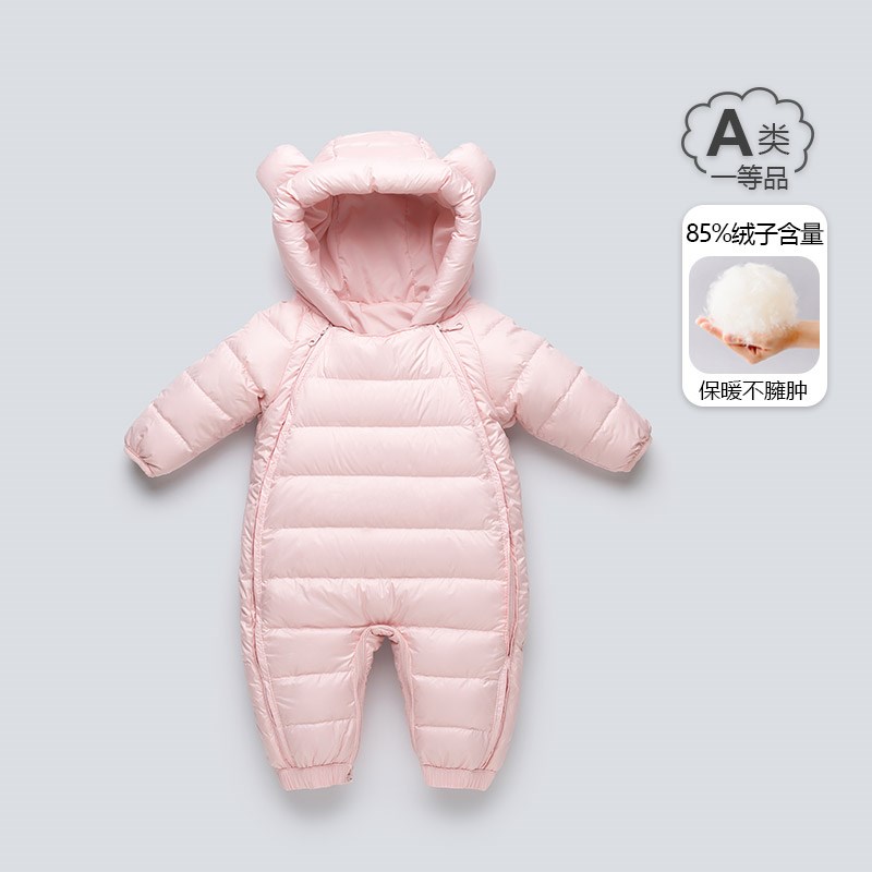 婴儿羽绒服冬季连体衣新生儿保暖哈衣抱衣男女宝宝冬装外出服爬服