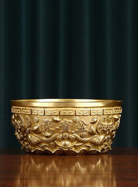 实心纯铜聚宝盆摆件办公室铜聚宝盆客厅装饰品聚宝盆礼品摆件