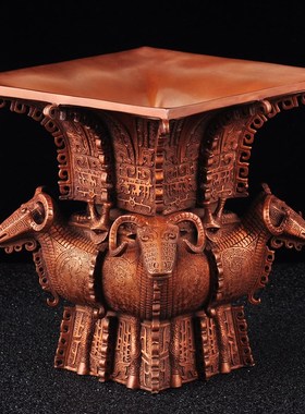 紫铜四羊方尊鼎摆件中式铜鼎家居客厅公司办公室装饰品商务礼品