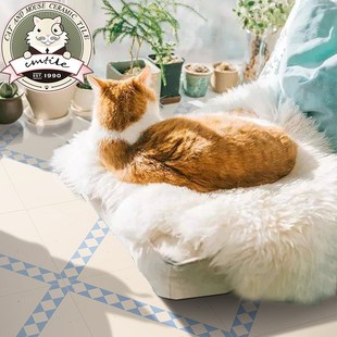 法式蓝色花砖厨房浴室阳台卫生间墙砖地砖300x300防滑耐磨瓷砖