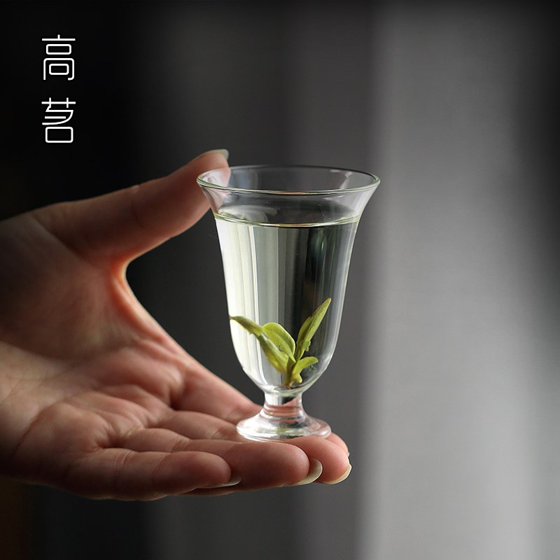 透明玻璃b高脚杯喝绿茶专用茶具功夫茶闻香杯茶道品茗杯高档小茶