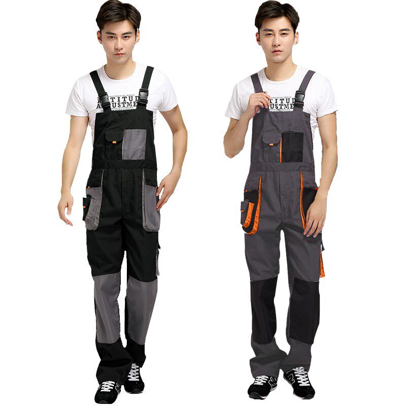 连体工作服多兜口袋吊背带裤汽修工B地劳保服喷漆木匠工装定制LOG