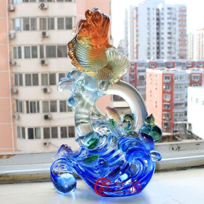琉璃摆件创意家居客厅饰品商务礼品送客户乔迁升迁的礼物翱翔成龙