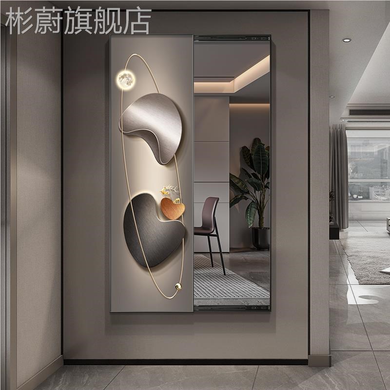 网红现代简隐形穿隐镜饰画藏式身衣镜挂全画装高镜级感.推拉玄约