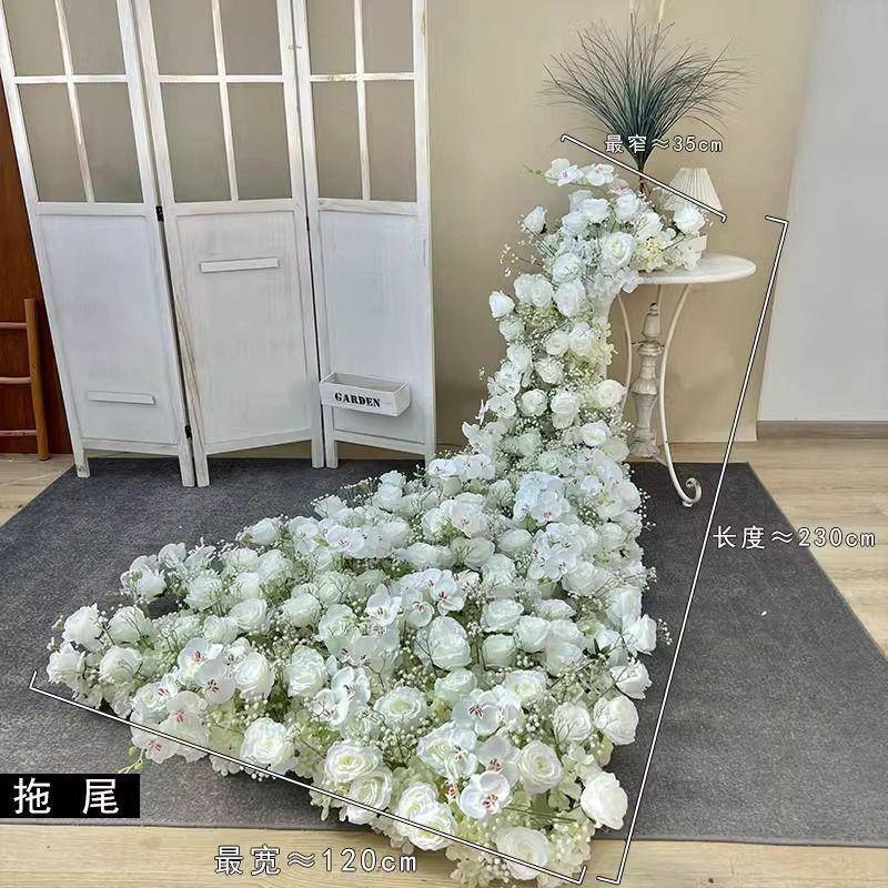 仿真花4143334礼艺饰婚挂条花装婚庆拖尾拍花照求婚花排长条橱窗