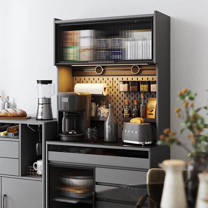 W8意一式极简餐ZMS-013边酒柜体靠墙柜实木玻高脚厨房收纳储璃物