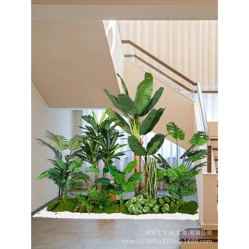 仿真绿植造景组合楼梯下场橱内窗热带假植物景yh620观假树室盆栽
