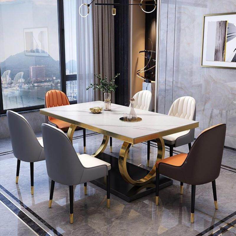 dpp轻奢岩意板餐桌椅合大理石长方形饭桌小681式户型组岩板家用现