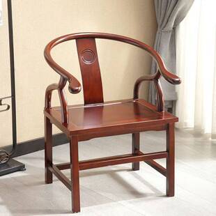 实木圈椅月牙椅子牛角椅餐椅半圆椅新中式茶椅靠背椅管帽椅太师椅