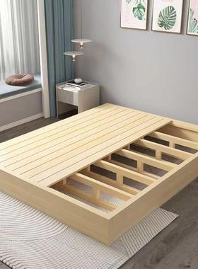 实木床硬床板榻床垫排架落地护腰VUS床板日式矮床无头榻骨米床架