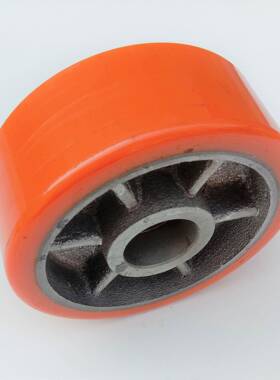 脚轮轮8寸特加重铁芯纯聚氨酯轮承单轮205375轴可载2重吨