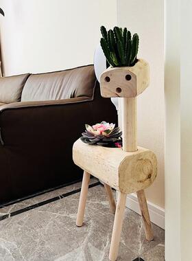 木小鹿花架木庭头多肉花幼儿/oth园盆植物角装饰实创意院花槽架子