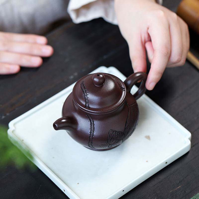宜兴原矿百目紫泥手工紫砂壶一件起批 雅荷潘壶泡茶壶家用茶具