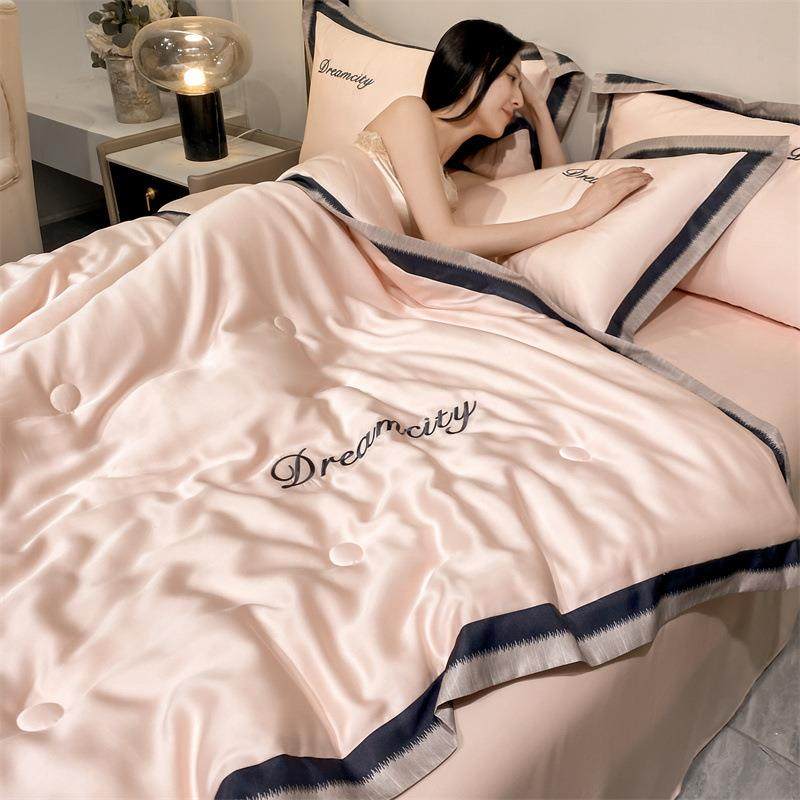 新品简数约纯色码宽边被OSQ水洗棉冰丝刺绣夏夏被单人季舍宿工厂