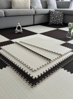 大块棉麻拼地垫地毯卧室奶油风客板厅地块接儿童ZUM爬垫60*60爬cm