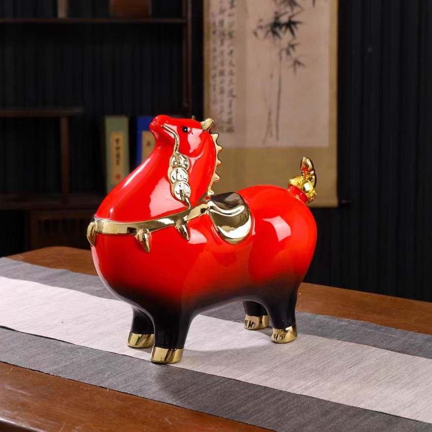 陶瓷酒瓶5斤装唐马摆件家居马办公室桌面装饰工艺品酒壶轻奢复古