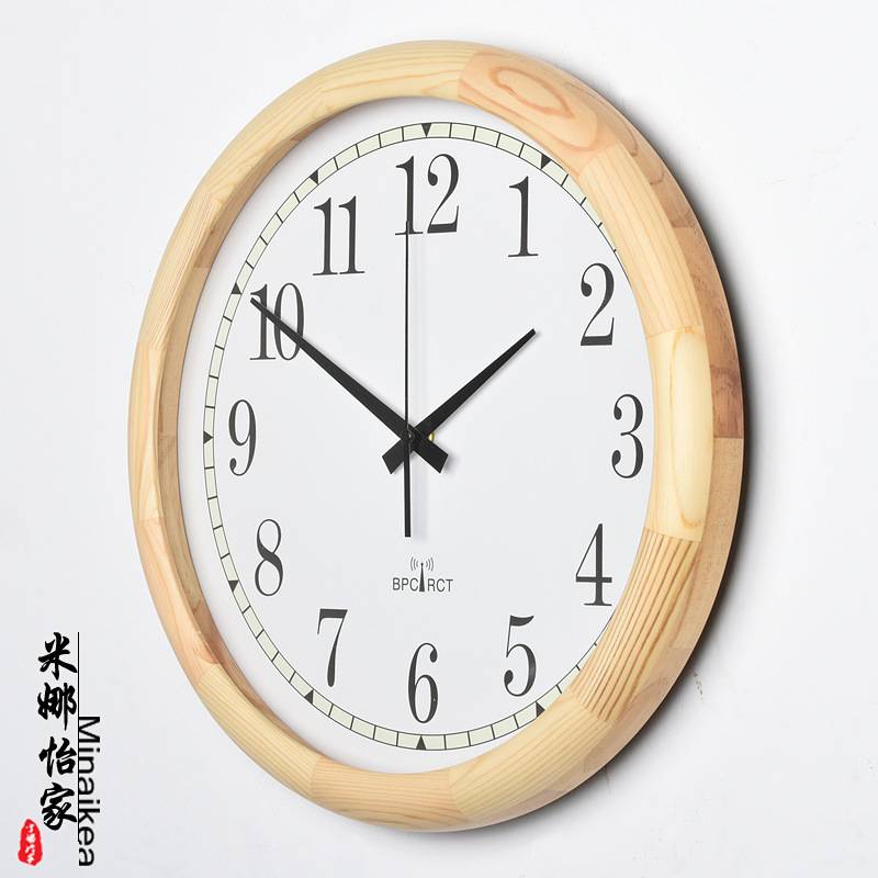 现代大田园客厅静音挂钟欧式时尚仿古电波钟现代简约创意时钟壁挂