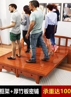 折叠床休人双人功成人家用午出租屋简易竹床多能沙发单床一ILJ体