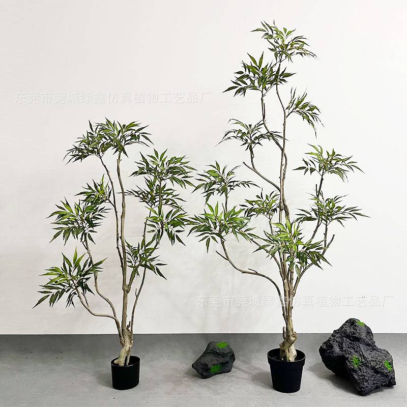 绿植物盆景客厅橱窗装饰摆件仿真黄天竺盆栽装饰树仿真绿植摆件