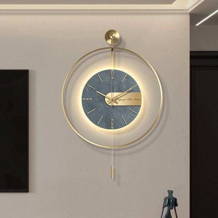 YVG西牙极简客钟表创意班轻厅奢风餐静厅装饰挂钟简约现代艺术音